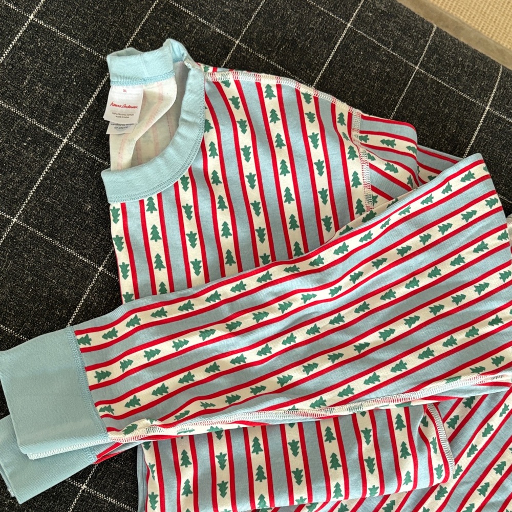 Hanna Andersson adult Pajamas with Tree and Stripe Pattern